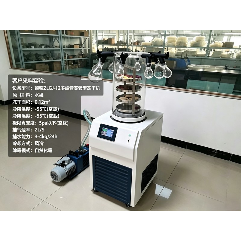 客户来料实验：  设备型号：鑫锐ZLGJ-12多歧管实验型冻干机
